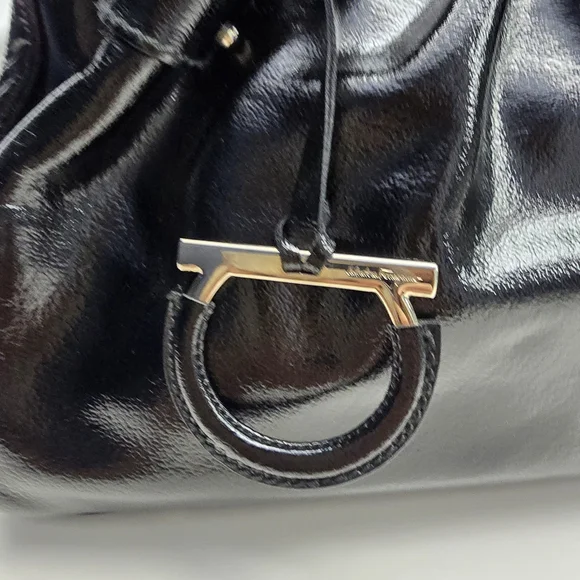 Salvatore Ferragamo Black Patent  Leather Handbag ( EUC! - Picture 3 of 14